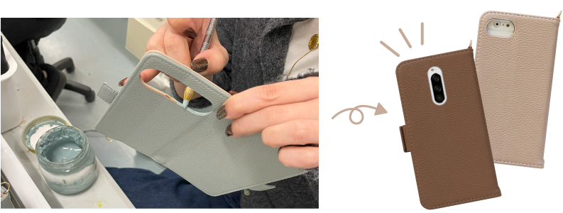 スマホケースのカメラ穴加工