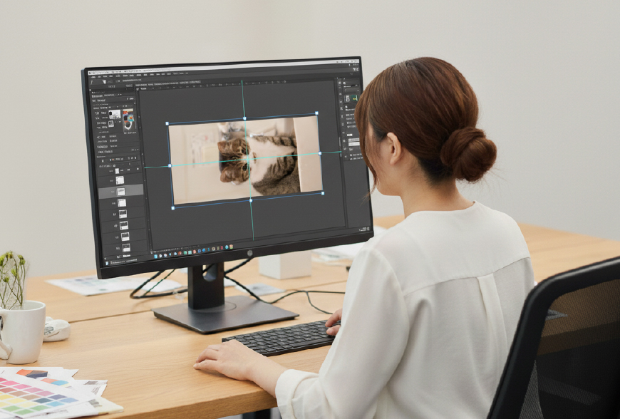 スタッフがデータを作成しているイメージ